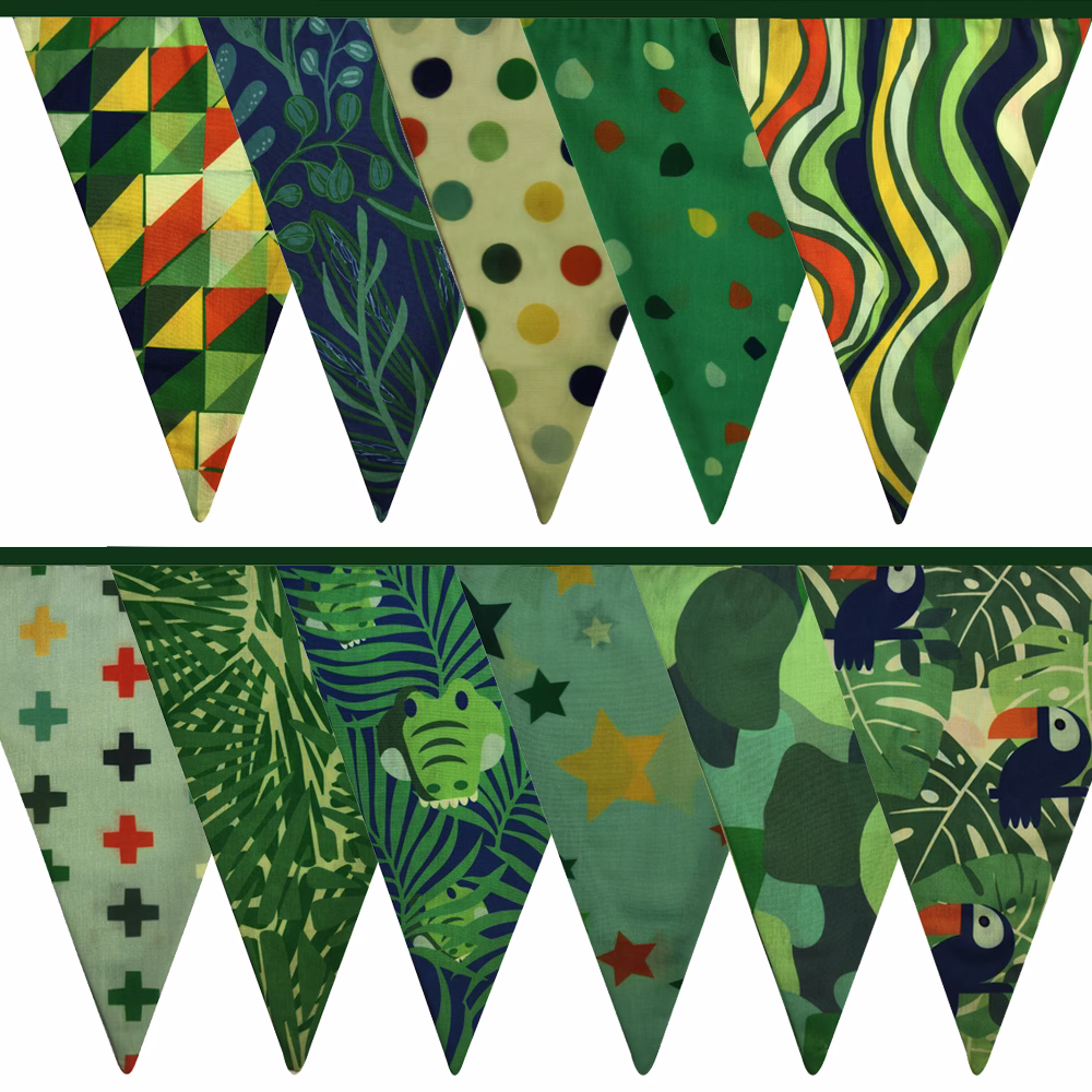 stoffen vlaggenlijn XL 11 meter jungle